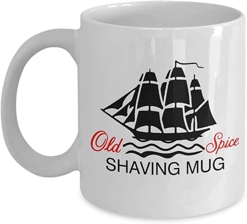 BSEFHN Novelty Ceramic Coffee Mug 11oz - Vintage Old Spice Shaving Style Funny Mug - Christmas Birthday Gifts - Tea Cups Home Office Decor - Gifts for Men Women Friends