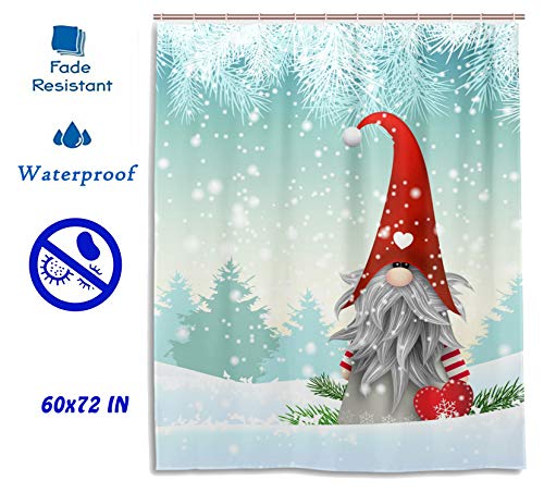 Winter Gnome Shower Curtain For Bathroom Lovely Christmas Gnomes Let It Snow Fabric Shower Curtains Xmas Holiday Bathroom Curtain Set With Hooks 60 W X 72 H Inches #TOP1