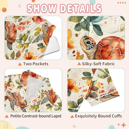 Animal Sea Turtle Flower Pajamas Set Summer Button Down Sleepwear Pjs Sets Comfy Loungewear3