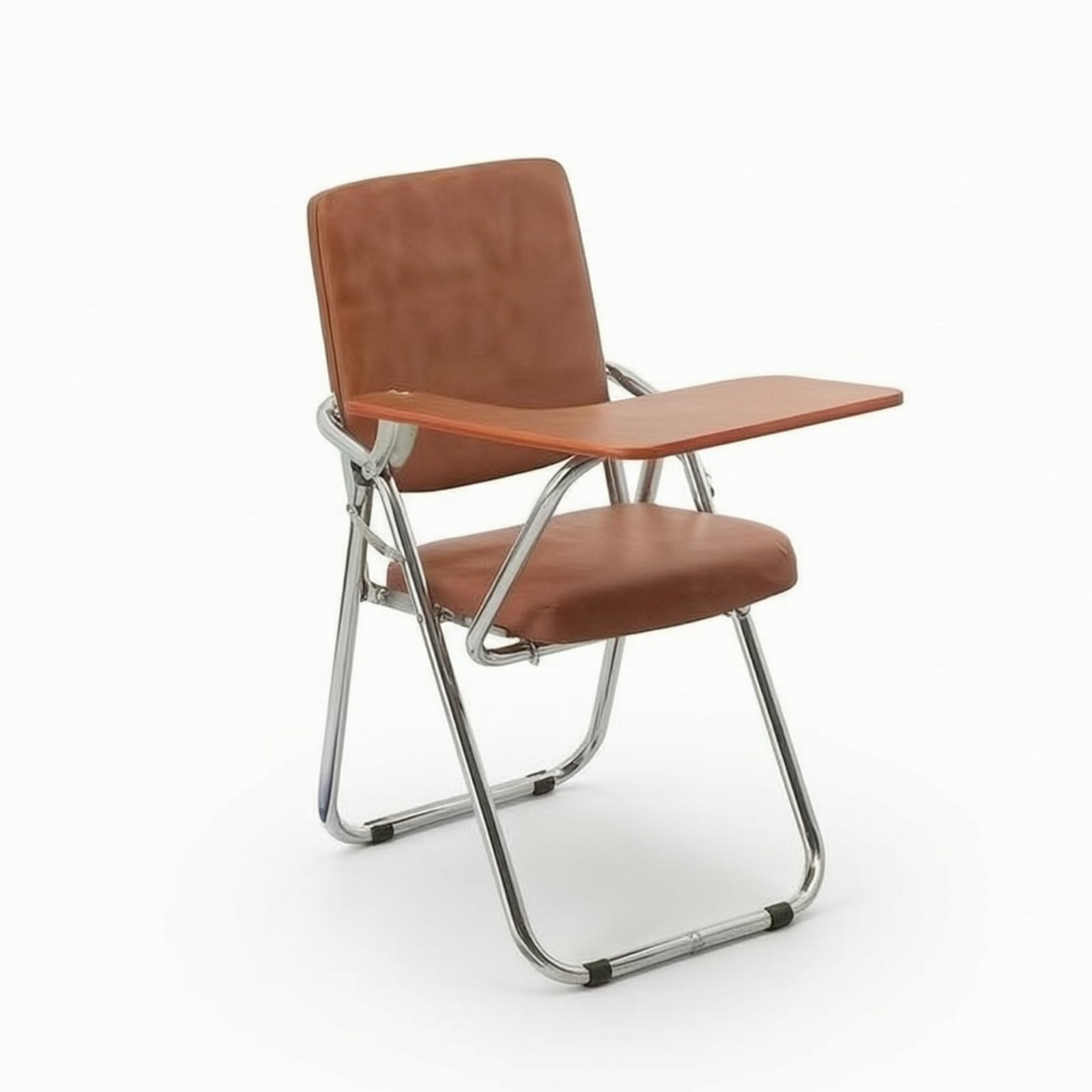 Plegable Estudio con Banja Abatible para, Plegable, con Tablero De Escritura, Asiento Y Respaldo Marrones, Estructura Cromada, Diseño Cómodo