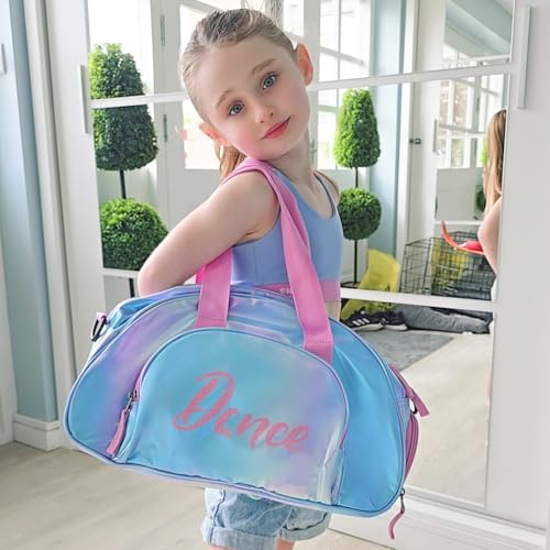 Choco Mocha Dance Bag for Toddler Girls Ballet Bags for Girls 4-6 6-8 With Shoe Compartment, Dazzle Purple2
