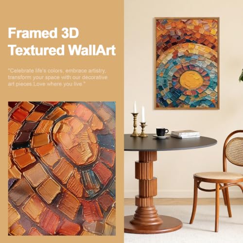 Image of CHDITB 3D Boho Floral Mandala Wall Art,Textured Colorful Canvas Wall Decor