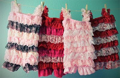 Two Tone Lace Petti Romper (Medium, Red & White)