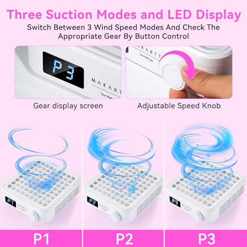 Image of Makartt PocketSized Nail Dust Collector - Powerful Dust Collector Nail Tech Quite Suction Machine for Acrylic Nails Manicure & Pedicure Salon & Home Use Includes 10pcs Filters & Dust Brush