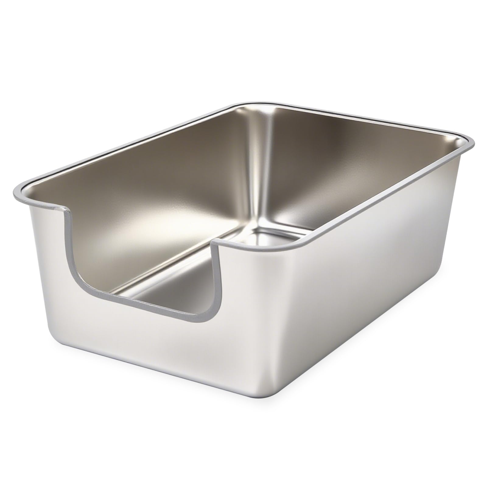 Stainless Steel Cat Litter Box,Jumbo XL Extra Large Mental Cat Litter Pan with High Sides Lid,Low Entry for Indoor Big Cats,Non Sticky,Easy to Clean,Anti-Urine Leakage