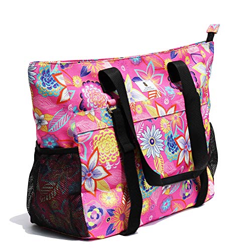 Vavaer Yoga Mat Bag Gym Tote For Women, Carrying Workout Gear, Makeup,Towel And Accessories, Beach, Travel, Daily Bags (Pink Embroid) #TOP6