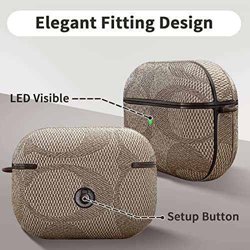 Molova Case For Airpods Pro,Luxury Stylish Pu Ultra Slim & Thin Soft Tpu Anti-Slip Scratch Resistant Drop Proof Full Cover Case With Keychain And Lanyard,B-Brown #TOP1