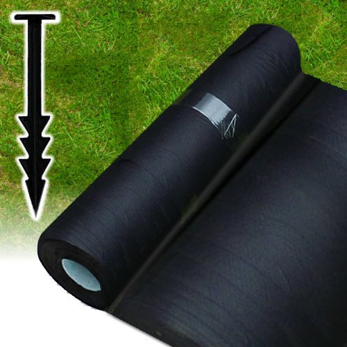 1M X 30M Weed Control Landscape Fabric Membrane Mulch Ground Cover + 30 PEGS