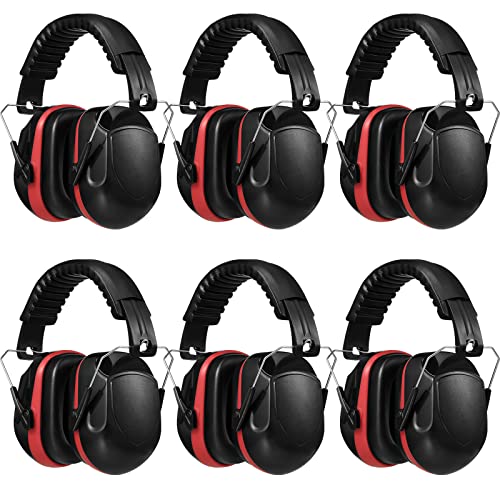 Image of Yunsailing 6 Pcs NRR 28dB Hearing Protection Ear Muffs, Red, Black, Blue | Noise Cancelling Headphones, Reduction Safety Earmuffs, SNR 37dB Adjustable Foldable, Shooting, Gun Range, Mowing, Adults