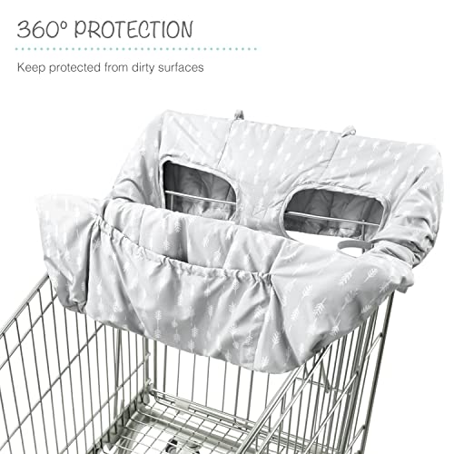 The Peanutshell Shopping Cart & High Chair Cover - Grey Ditsy Leaf - Shopping Cart Cover For Baby, High Chair Cover For Restaurants #TOP2