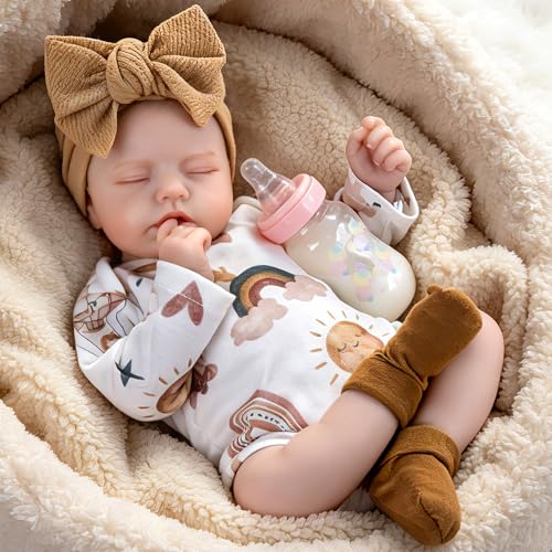 Aori Lifelike Reborn Baby Dolls Real Life Realistic Baby Dolls 20 '' Sleeping Newborn Baby Girl with Rainbow Doll Clothes for Girls 3+