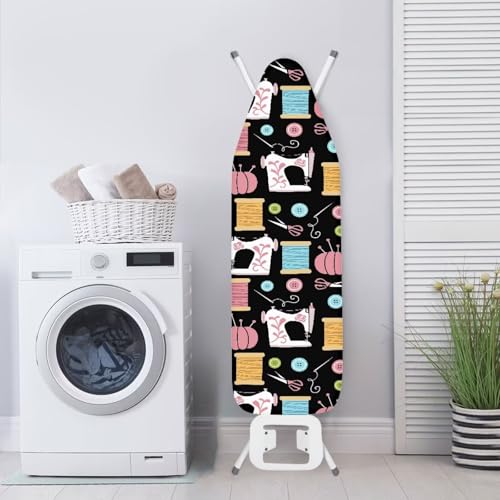 Image of Sewing Machine Patterns Ironing Board Cover Premium Polyester, Fits Full Size Board | Stain and Scorch Resistant; Elastic Edge | Laundry Accessories