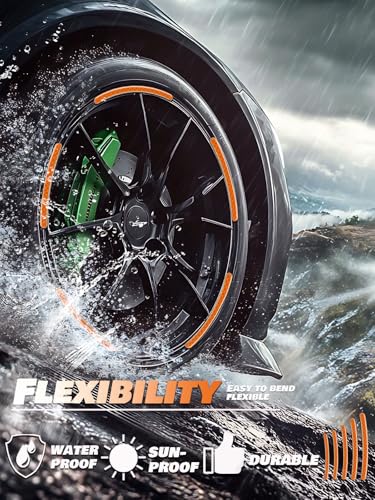 Image of 20PCS Car Wheel Reflective Decorative Strip,Night Safety Warning Stickers,Cars,Motorcycles,Bicycles are Applicable, Colorful and Diverse, a Street the Most Beautiful Car (Orange)