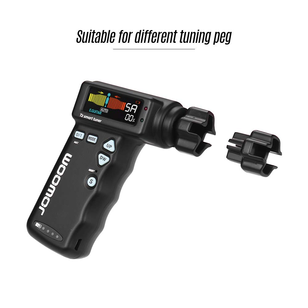 Karlak Afinador de guitarra, T2, afinador de guitarra inteligente multifuncional, bobinador de cuerdas para guitarra, ukelele, afinación cromática, batería de litio recargable integrada