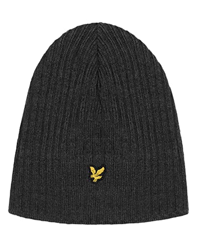 Design a costine Lyle & Scott Uomo Berretto A Costine Lavorato A Maglia Grigio Medio mélange Taglia Unica