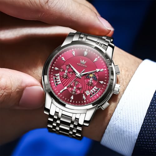 Image of OLEVS Watches for Men Luxury Dress Stainless Steel Waterproof Chronograph