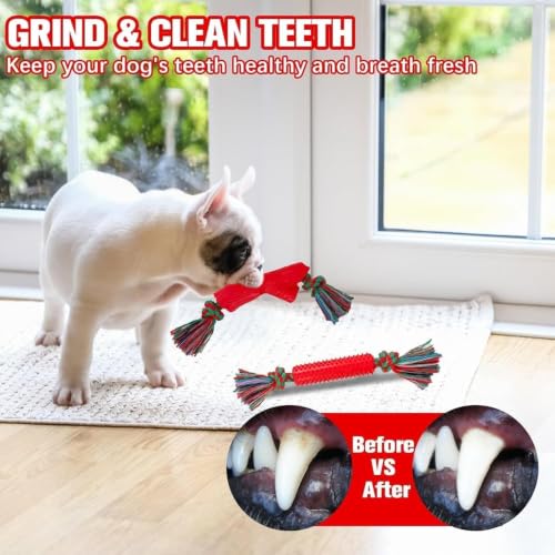  8 Pack Christmas Dog Cotton Rope & Rubber Chew Toys - image 3