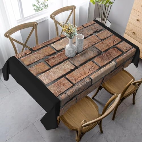 Aozhiswe Mantel Antimanchas Rectangular Pared de Ladrillo Retro Mantel de Mesa Tema del País 140x240 cm Manteles Impermeable Poliéster Protector Comedor para Interior Exterior a/1287