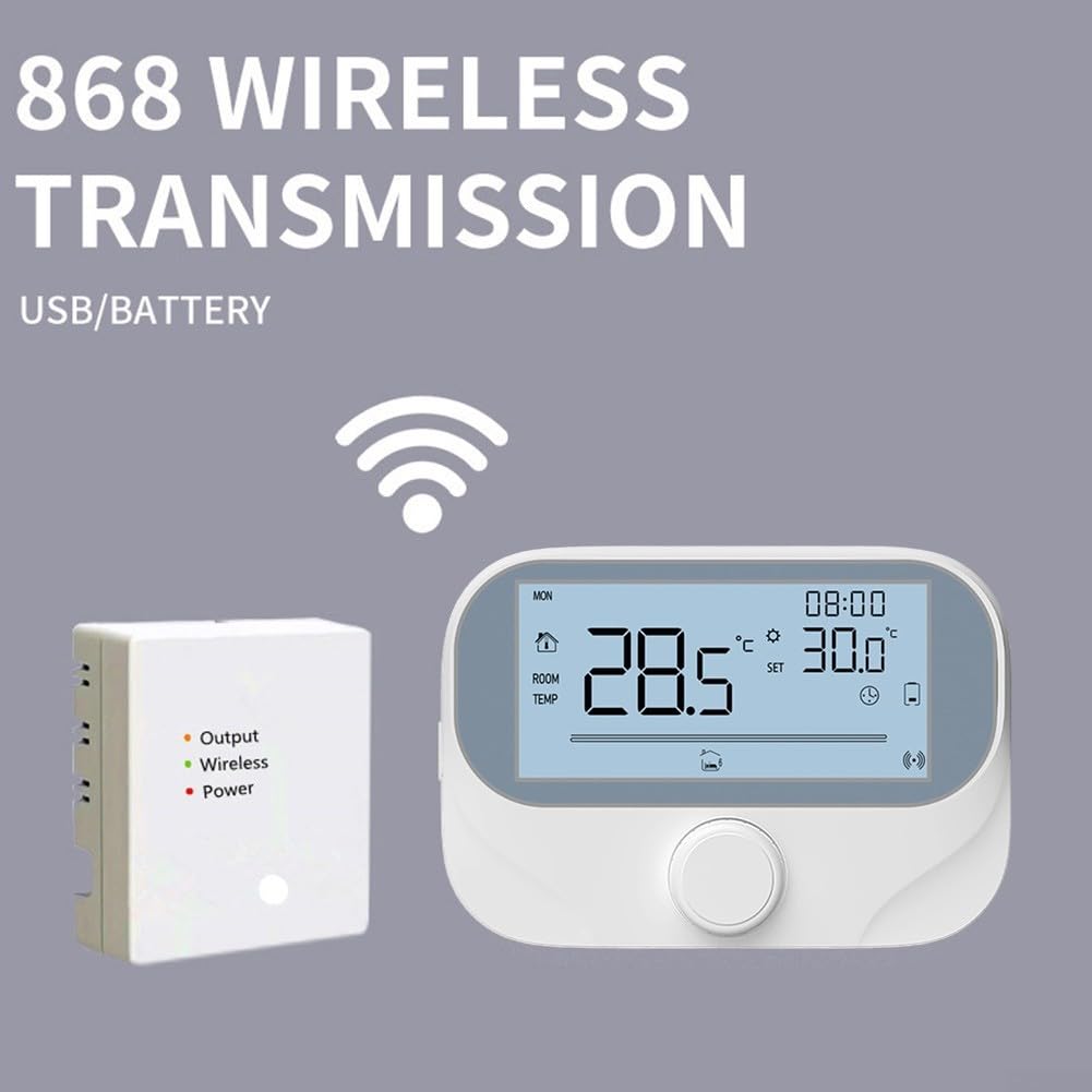 Termostato de caldera RF que apoya para Tuya Smart App Control Rotary Precision Ajuste y monitoreo de condiciones ambientales