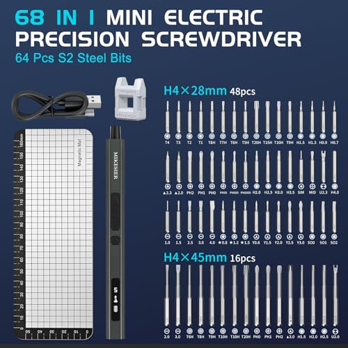 Image of 3.7V Mini Electric Screwdriver, Precision Screwdriver Set, Cordless Electric Screwdriver Kit with Digital Display, 5 Torque Levels, 64 Magnetic Bits, Compact Repair Tool Kit for Electronics