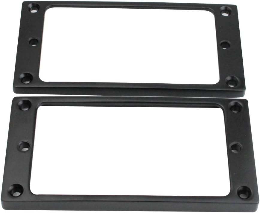 Guyker Flat Metal Humbucker Pickup Mounting Ring Set - Bridge Neck Pickups Cover Frame Replacement Part for Electric Guitar or Precision Bass(2PCS, Black)