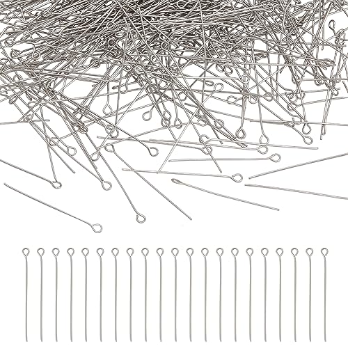 UNICRAFTALE about 1000pcs Stainless Steel Eye Pin, 0.6mm Pin Eyepins with Loop