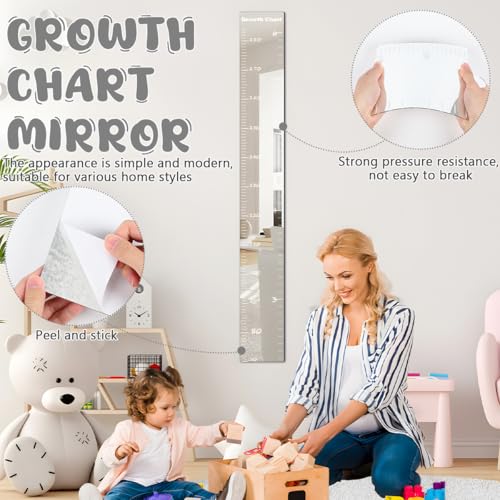 Growth Chart Mirror, Growth Chart Mirror for Wall, Puzzle Mirror Growth Chart, Mirror Growth Chart for Wall, Foldable Height Measuring Mirror, Wall Decor
