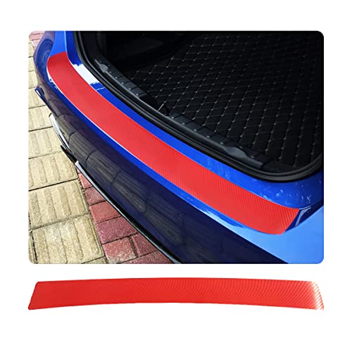 Ziciner Car Rear Bumper Protector Guard, Anti-Scratch Carbon Fiber Trunk Door Sill Protection Strip Sticker, Universal Vehicle Trim Cover Accessories for Car, Truck, SUV, Van (41×3.75 in, Red)