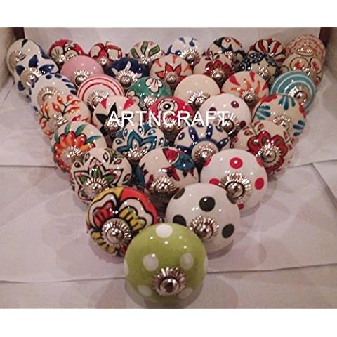 Knobsworld 10 Assorted Mix Small 1" Ceramic knobs Cabinet Handles Kitchen pulls Drawer Puller Cover