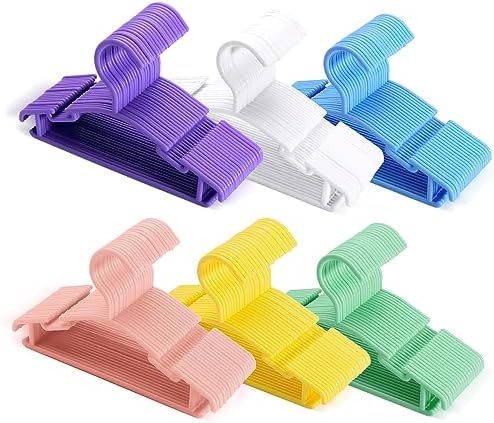 Mosearon Baby Hangers 120Pcs Kids Hangers,Plastic Hangers Non Slip, Clothes Hanger, Toddler Hangers, Infant Hangers, Child Hangers for Nursery, 120 Pcs,Pink Blue Yellow White Purple Green