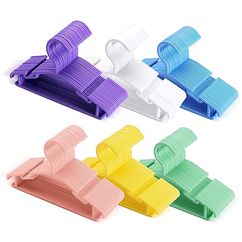 Image of Mosearon 120Pcs Baby Hangers & Kids Hangers – Non-Slip Plastic Clothes Hangers for Toddler, Infant, Nursery (Pink, Blue, Yellow, White, Purple, Green)