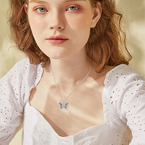 Freesloth Butterfly Necklaces For Women 925 Sterling Silver Butterfly Jewelry Mother's Day Gifts Abalone Shell Pendant Butterfly Necklace Gifts For Girls #TOP1