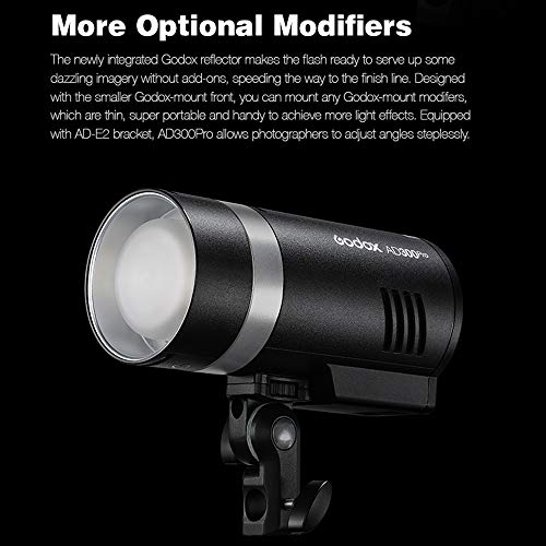 Godox Ad300Pro Ad300 Pro, 300W 2.4G Ttl Flash Strobe Monolight, 1/8000 Hss, 0.01-1.8S Recycle Time, 300 Full Power Pops, 5600±100K, 12W Brightness Adjustable Bi-Color Modeling Led, W/Handheld Grip #TOP6