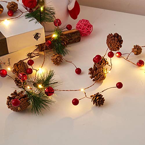 Christmas Led String Lights With Battery Operated, 7Ft 20 Leds Garland With Pine Cone, Red Berry, Bell, Fairy Lights Extendable For Indoor, Outdoor, Party, Christmas Decorations (Pinecone) #TOP3