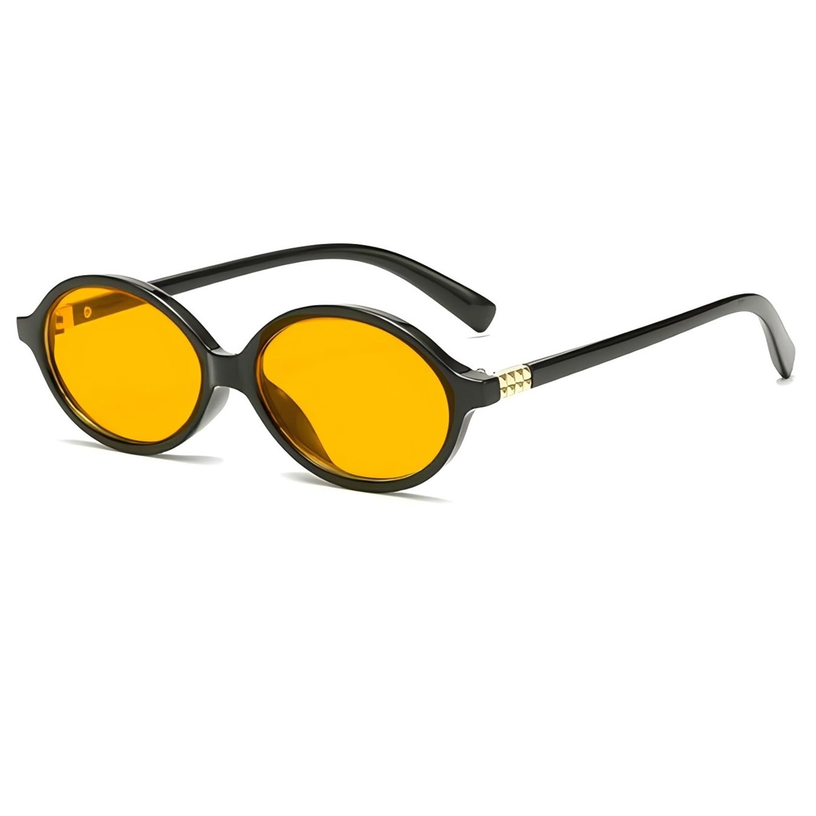 JCTAIFOO Retro Kleine Ovale Sonnenbrille für Damen Herren Vintage Runde Brille mit goldener Metallverzierung