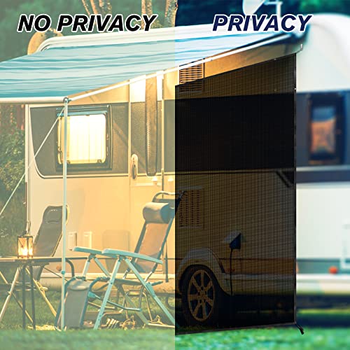 Paulinn Rv Awning Side Sunshade Screen 9' X 7', Black Mesh Screen For Uv Blocker And Privacy, Complete Camper Awning Side Shade Screen Kit For Motorhome Camping Trailer Canopy thumb #1