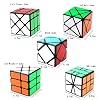 Speed Cube Set, Magic Cube Bundle of 3x3 Axis Cube Windmill Cube Fisher Cube SQ1 Cube and Skewb Cube Suitable for Brain Development Puzzle Games Brain Teaser Black 5 Pack