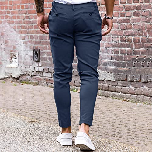 Image of Mens Chinos Slim Fit Pants Stretch Tapered Dress Pant Casual Trousers