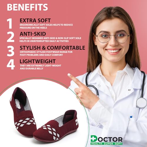Image of Doctor Health Super Stylish Comfortable Classy Knitted Design Ballerina | Premium Look Flat Jutis | Non Slip Lightweight Shoes Bellies for Women | Dailywear Flat Bellies | Trendy Women Jutis Bellies