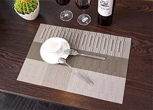 LinTimes Placemats for Dining Table Woven Place Mats for Kitchen Table Vinyl Heat Insulation Stain Resistant Placemats（6Pcs）