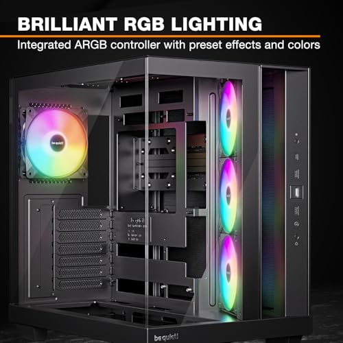 Image of be quiet! Light Base 500 LX Black PC Case, Fully Windowed Front and Side | Show case, Dual Chamber, Mid Tower Gaming Computer Case, ARGB Fan hub, 4 Light Wings LX PWM Fans, Backside Connector Design