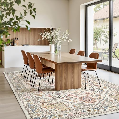 Rugland 5x7 Area Rugs - Stain Resistant Washable Rug, Anti Slip Rugs for Living Room, Vintage Tribal Area Rugs(Medallion 01-Multi, 5'x7')