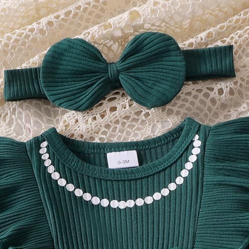Baby Girl Fall Winter Romper Dress Christmas Outfit Pearl Print Ribbed Bodysuit Plaid Skirt Infant Girl Clothes4