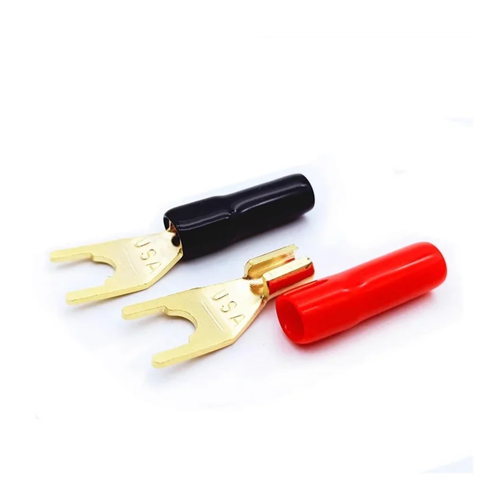 Lot de 4 fiches bananes en forme de Y en forme de U plaqué or pour câble de haut-parleur sans soudure HCHDTDT (10 pièces)