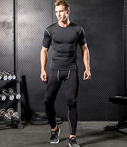Foto von Herren Rash Vest UPF 50+ Rash Guard Kompressionsshirt Kurzarm Schnelltrocknender Neoprenanzug Schwimmen Baselayer Top zum Surfen BJJ Jiu Jitsu