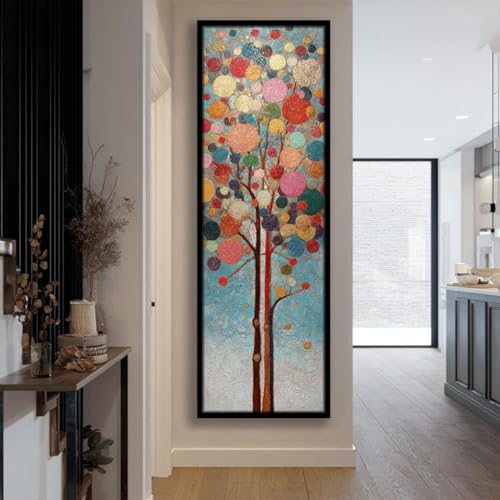 Tableau sur toile étroite pour habiller un mur vide vertical de couloir