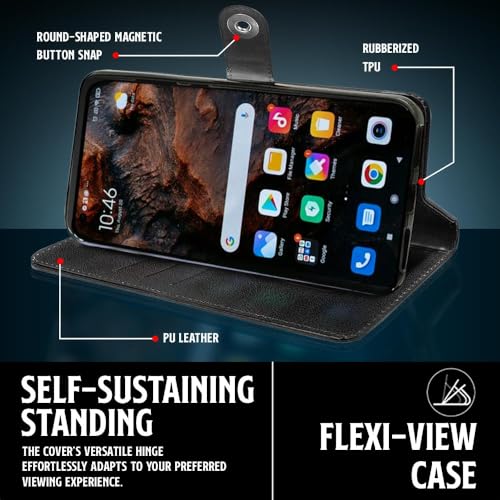 Image of WOW IMAGINE Shock Proof Flip Cover Back Case for Samsung Galaxy M31 | F41 | M31 Prime (Magnetic Button Flip Case | Wallet Pockets & Stand | Leather Finish | Haze Black)