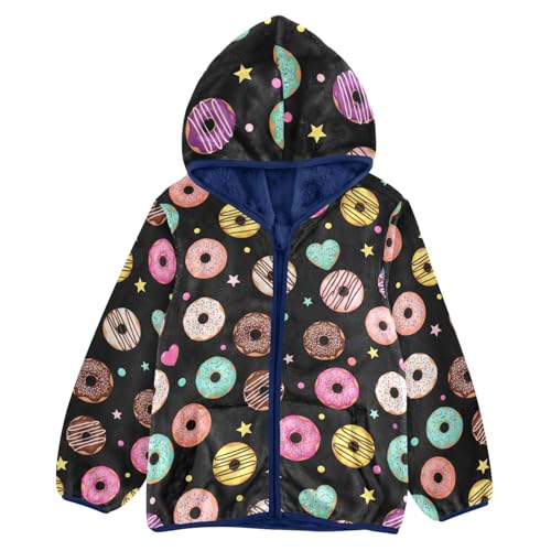 CHIFIGNO Colorful Donut Black Kids Zip up Jacket Lightweight Thick Fleece Outerwear Jackets 3T