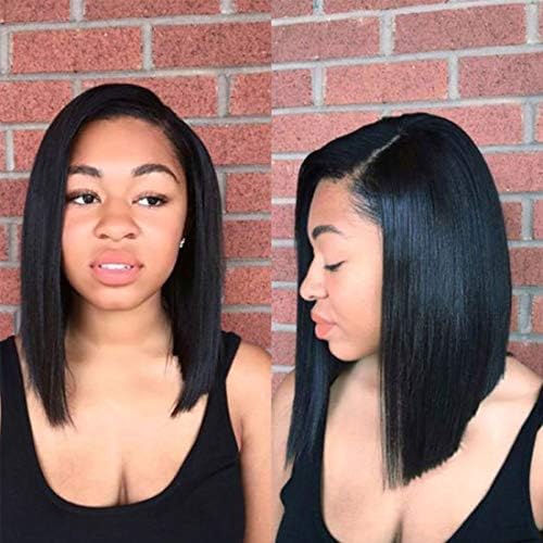 Lace Front Wigs Human Hair Straight Bob Wig 13x4 Bleached Knots Unprocessed Real Virgin Hair Wigs 150% Density With Baby Hair Glueless Remy Hair Pre Plucked Top Lace Wigs 1b Wholesale (8 Inch)
