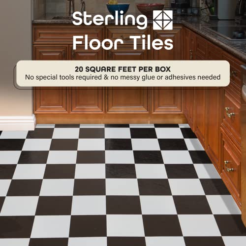 Sterling Self Adhesive 12-Inch Vinyl Floor Tiles, 20 Tiles - 12" X 12", Black And White Pattern - Peel & Stick, Diy Flooring For Kitchen, Dining Room, Bedrooms & Bathrooms By Achim Home Decor #TOP1